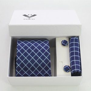 Men's Silk Necktie With Cufflinks & Pocket Square